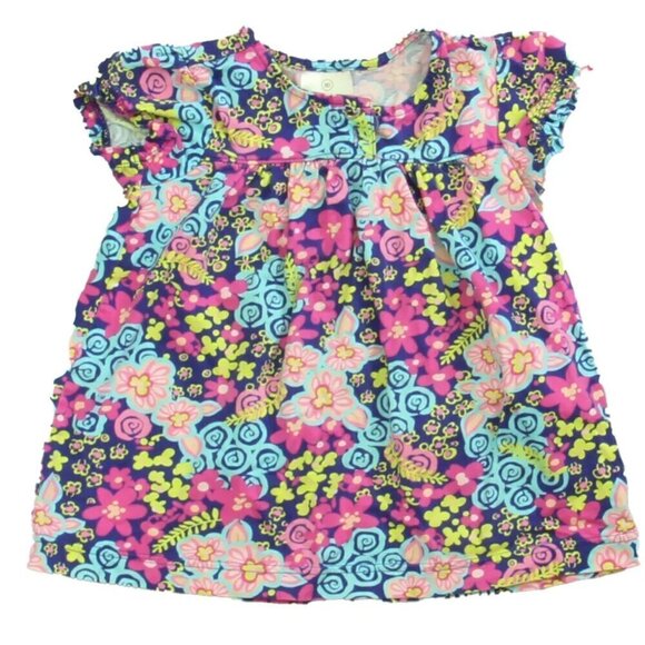 Hanna Andersson Girls Dress Size 110 (US 5) Pink/Blue Colorful Floral Flower - Picture 1 of 14